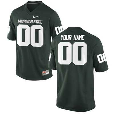 Mens Michigan State Spartans Customized Replica Football Jersey - 2015 Green